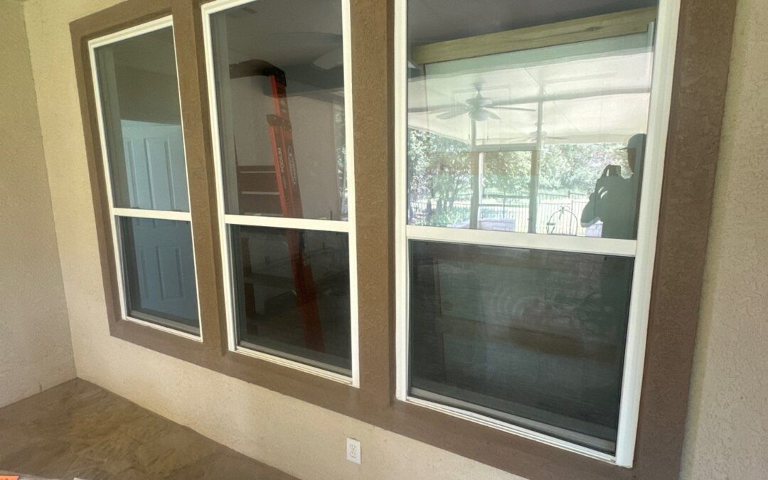 window replacement with brown frame